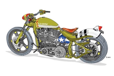 Triumph Motorcycle Old Crow Sketch