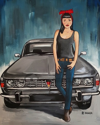 Girl with Classic Rover P6 Car
Acrylic on Canvas